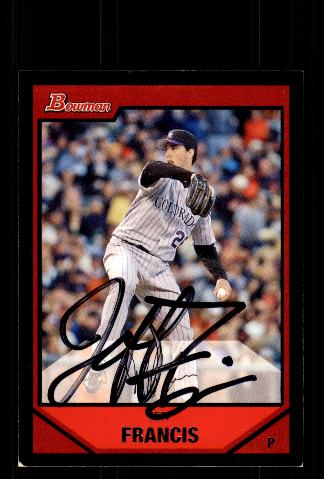 Signed Baseball Card Auto Jeff Francis 2007 Bowman #141 Colorado Rockies