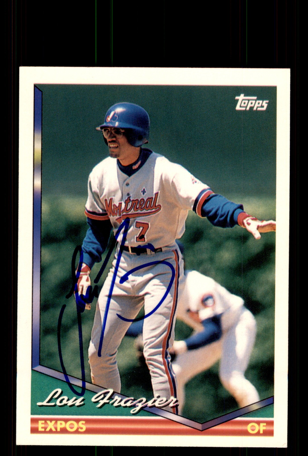 Signed Baseball Card Auto Lou Frazier 1994 Topps #192 Montreal Expos
