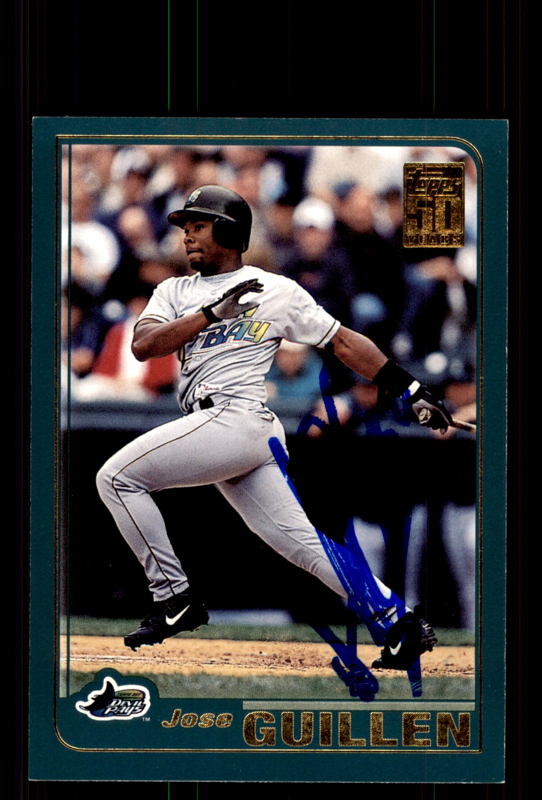 Signed Baseball Card Auto Jose Guillen 2001 Topps #158 Tampa Bay Devil Rays