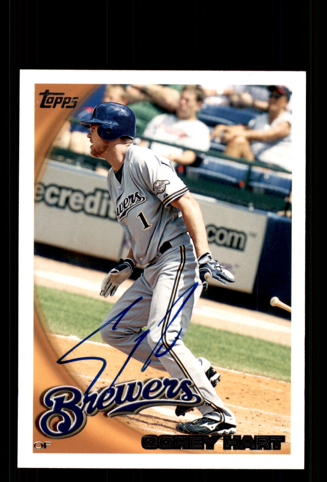 Signed Baseball Card Auto Corey Hart 2010 Topps #518 Milwaukee Brewers