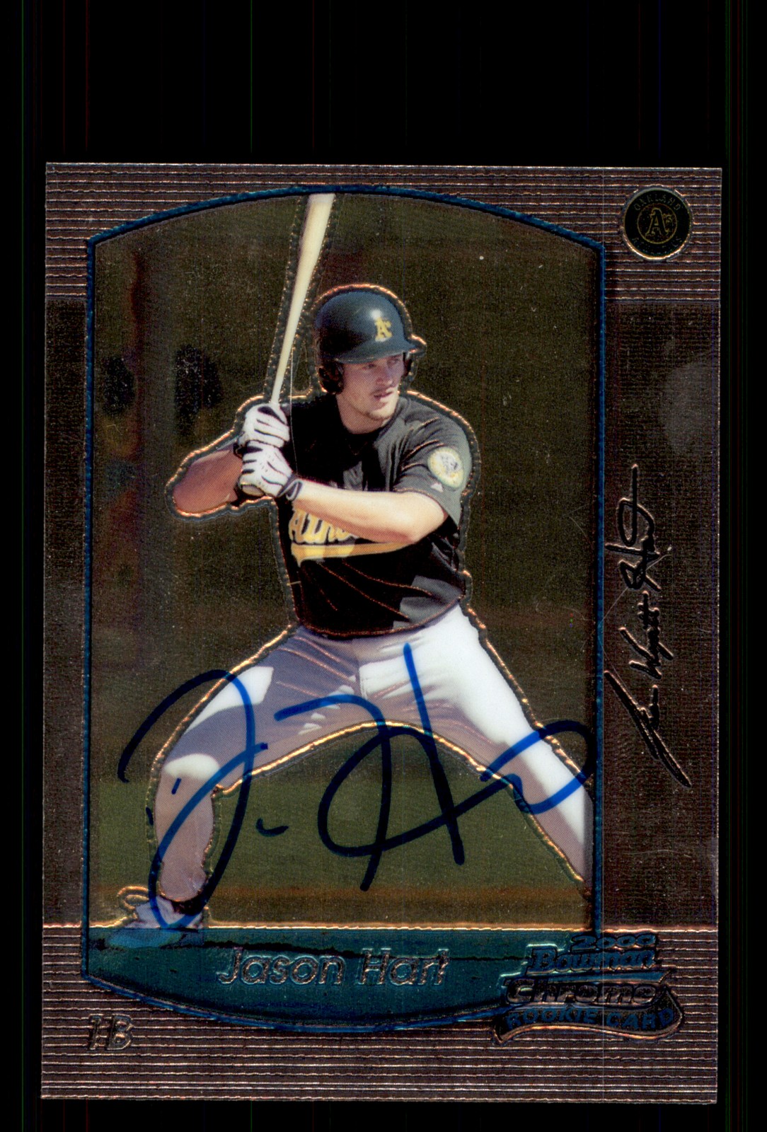 Signed Baseball Card Auto Jason Hart 2000 Bowman Chrome #159 Oakland Athletics