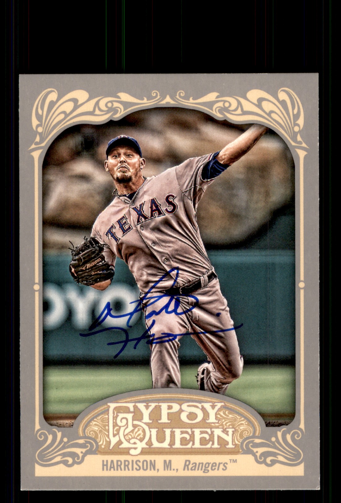 Signed Baseball Card Auto Matt Harrison 2012 Topps Gypsy Queen #203 Rangers