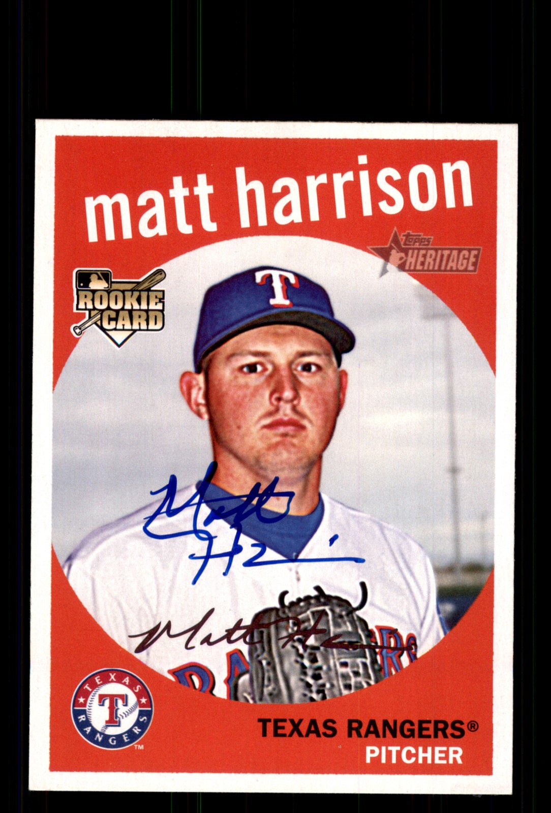 Signed Baseball Card Auto Matt Harrison 2008 Topps Heritage #525 Texas Rangers