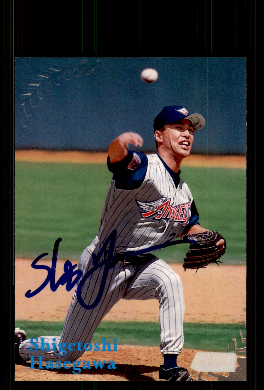 Signed Baseball Card Auto Shigetoshi Hasegawa 1998 Stadium Club #285 Japan