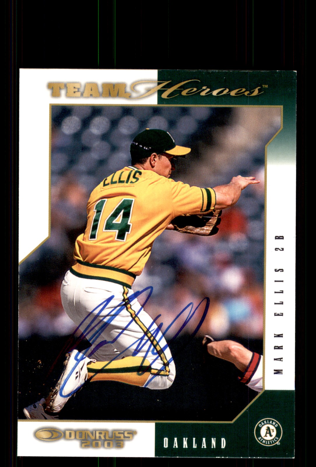 Signed Baseball Card Auto Mark Ellis 2003 Donruss Team Heroes #371 Athletics