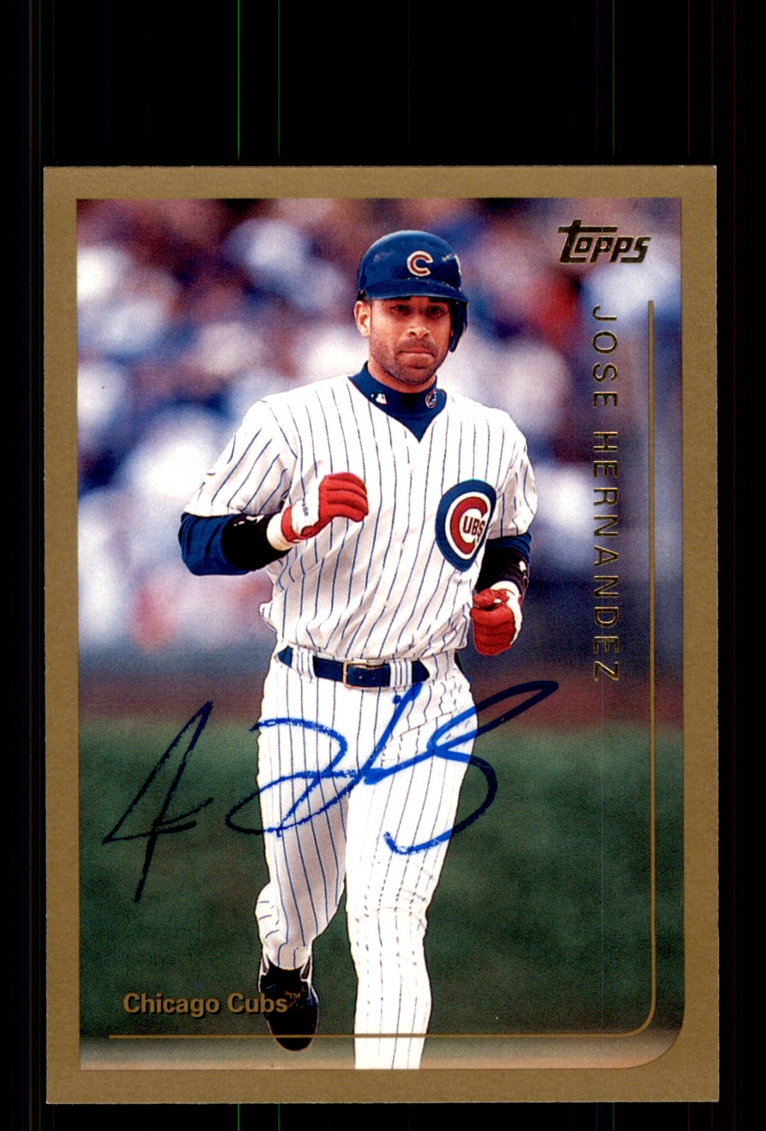 Signed Baseball Card Auto Jose Hernandez 1999 Topps #90 Chicago Cubs