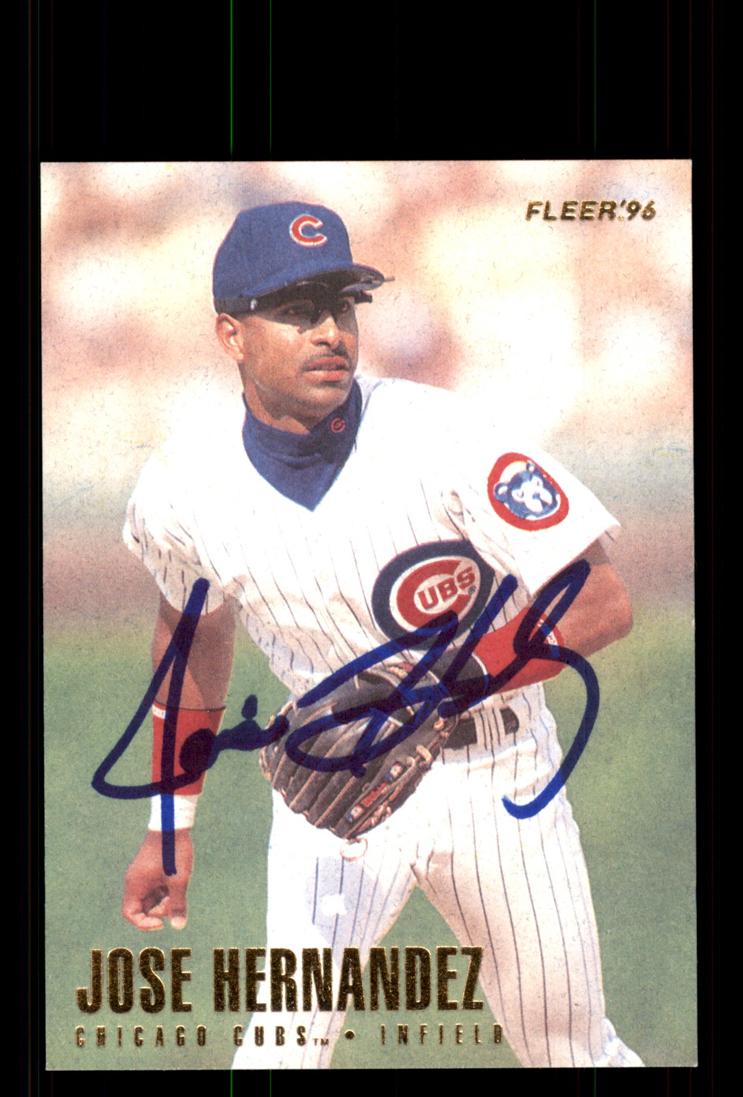 Signed Baseball Card Auto Jose Hernandez 1996 Fleer #320 Chicago Cubs