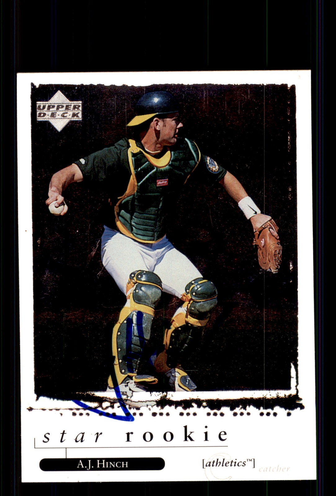 Signed Baseball Card Auto A.J. Hinch 1998 Upper Deck #590 Oakland Athletics
