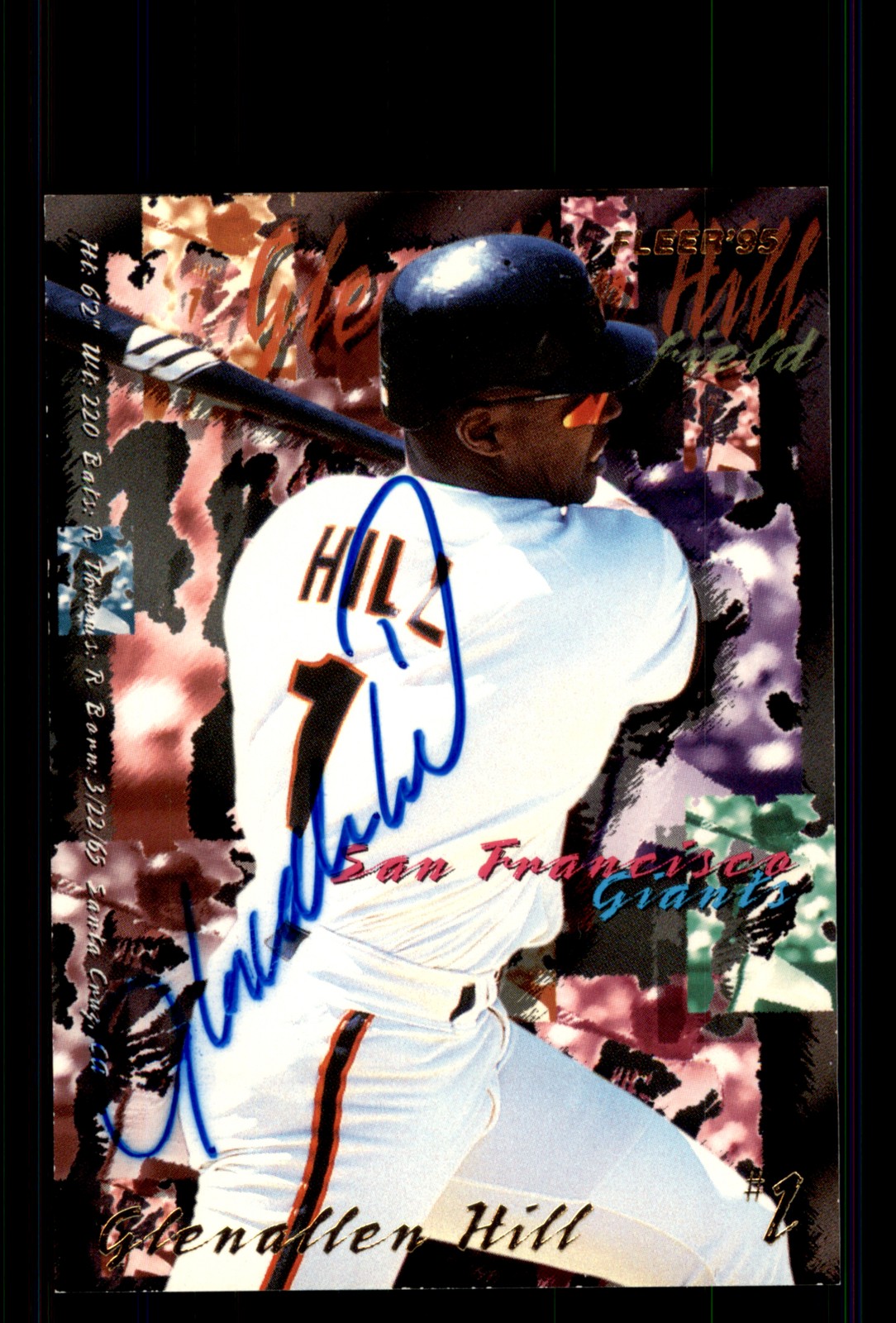Signed Baseball Card Auto Glenallen Hill 1995 Fleer Update #U-193 Giants