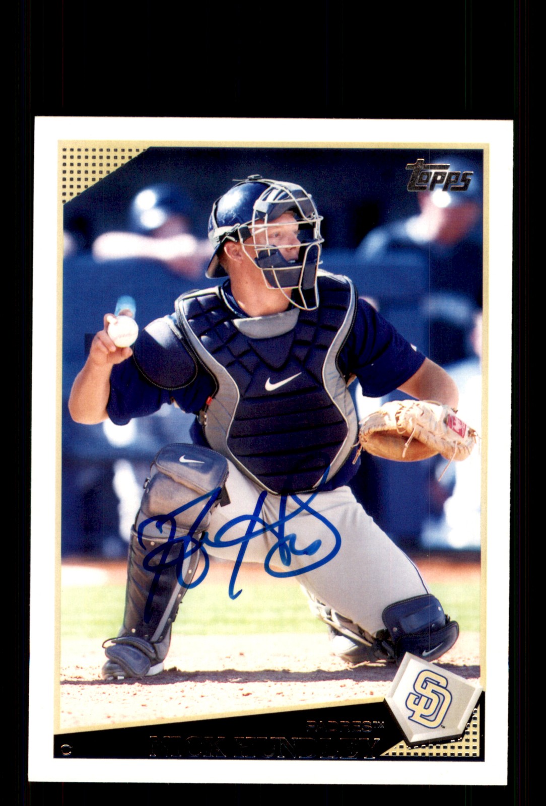 Signed Baseball Card Auto Nick Hundley 2009 Topps #514 San Diego Padres