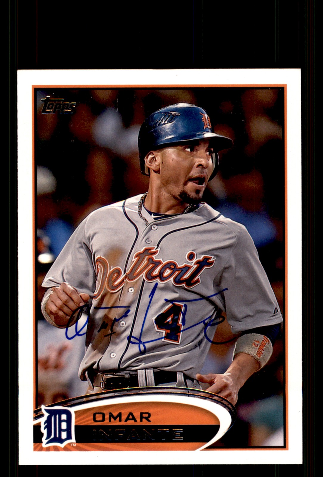 Signed Baseball Card Auto Omar Infante 2012 Topps Update #US53 Detroit Tigers