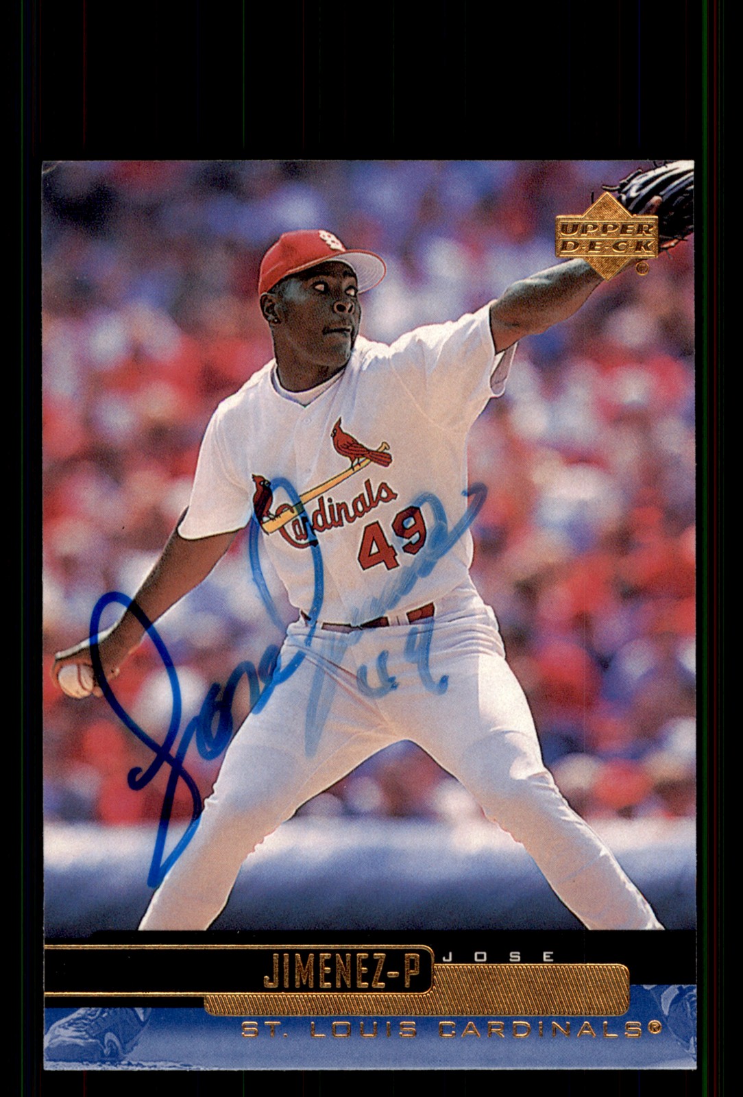 Signed Baseball Card Auto Jose Jimenez 2000 Upper Deck #209 St. Louis Cardinals