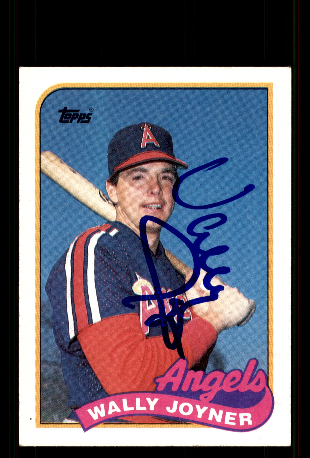Signed Baseball Card Auto Wally Joyner 1989 Topps #270 California Angels