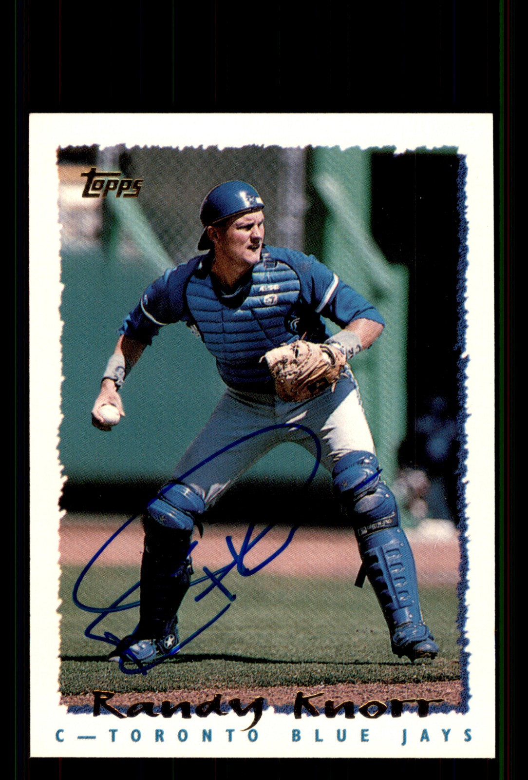 Signed Baseball Card Auto Randy Knorr 1995 Topps #327 Toronto Blue Jays