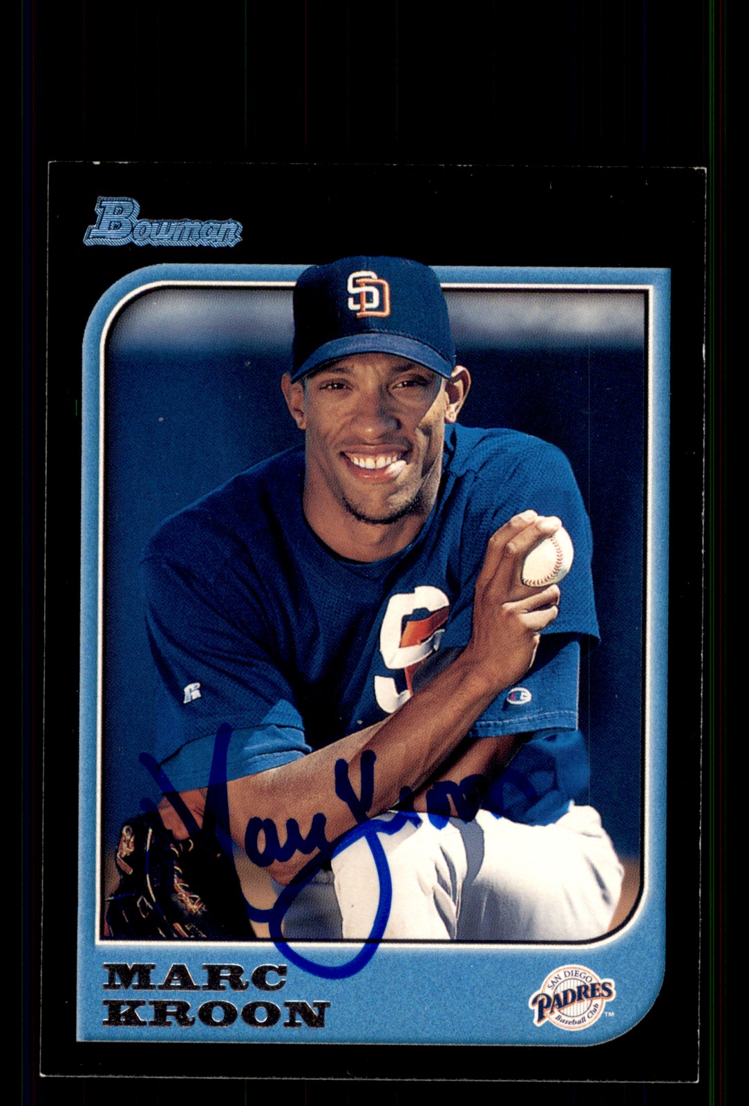 Signed Baseball Card Auto Marc Kroon 1997 Bowman #402 San Diego Padres