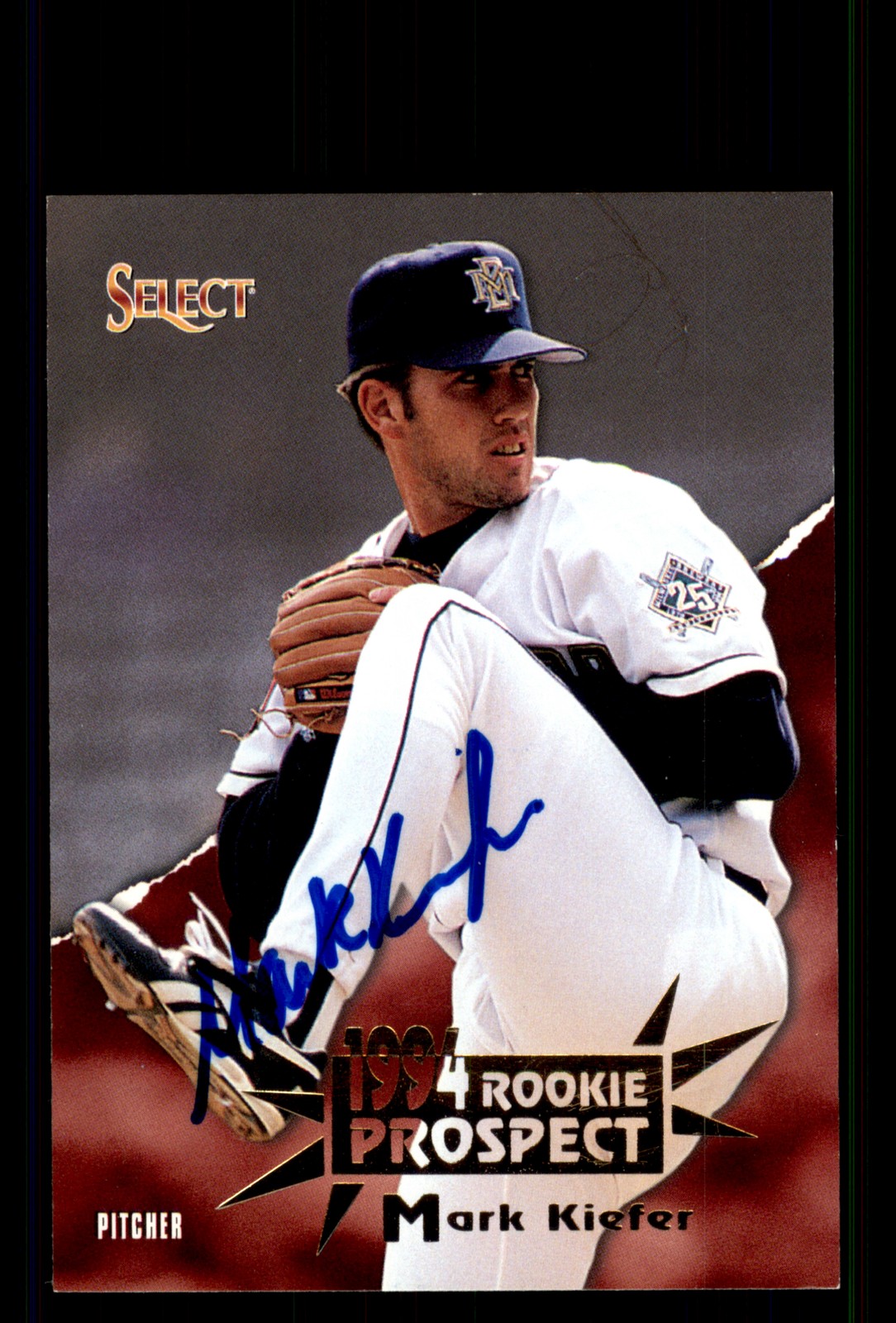 Signed Baseball Card Auto Mark Kiefer 1994 Select #380 Milwaukee Brewers