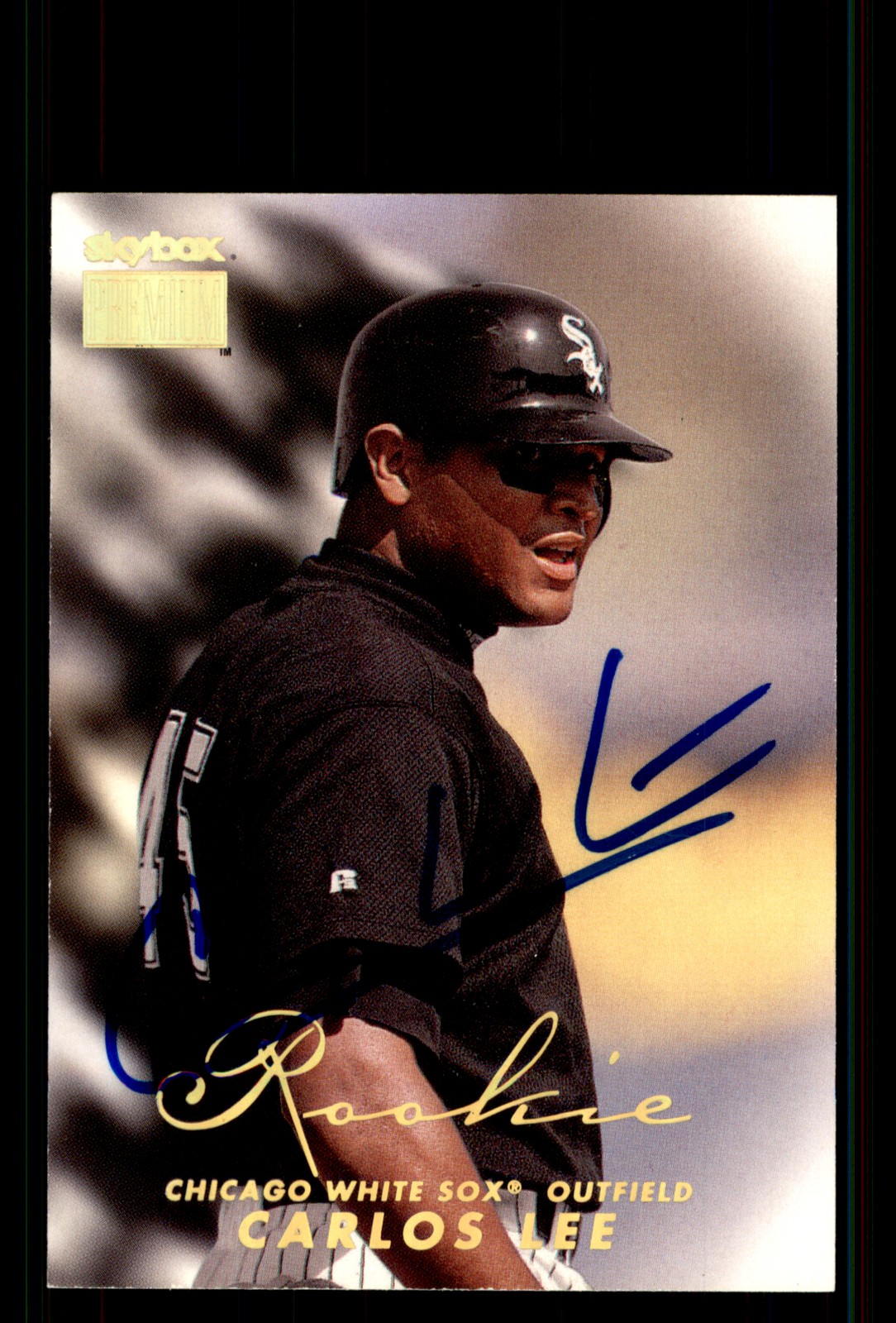 Signed Baseball Card Auto Carlos Lee 1999 SkyBox Premium #249a Chicago White Sox