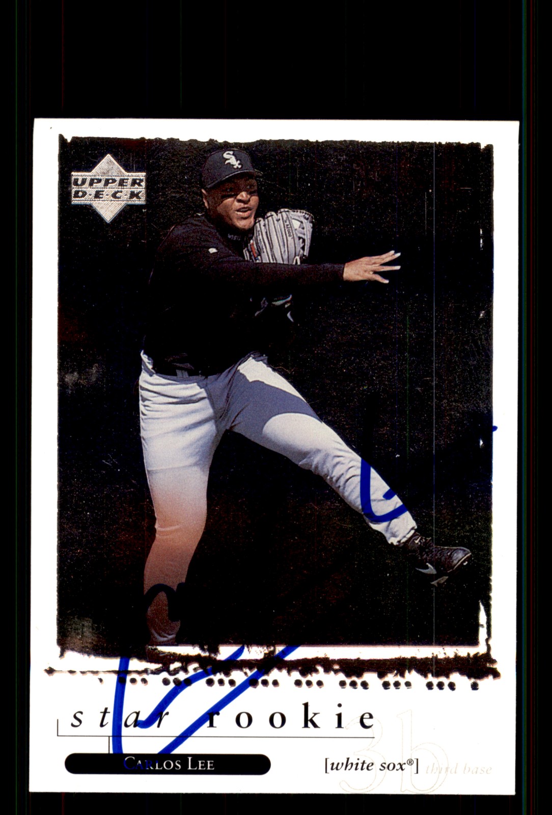 Signed Baseball Card Auto Carlos Lee 1998 Upper Deck #556 Chicago White Sox