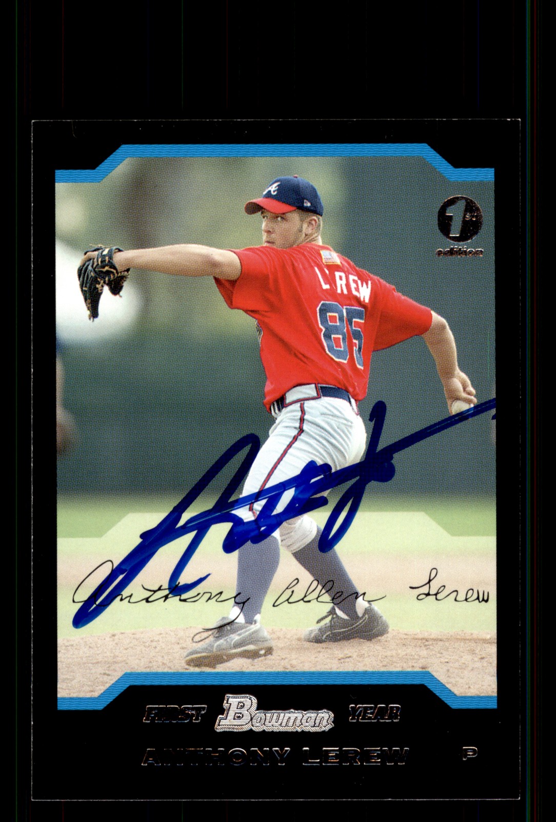Signed Baseball Card Auto Anthony Lerew 2004 Bowman #221 Braves 1st Ed.