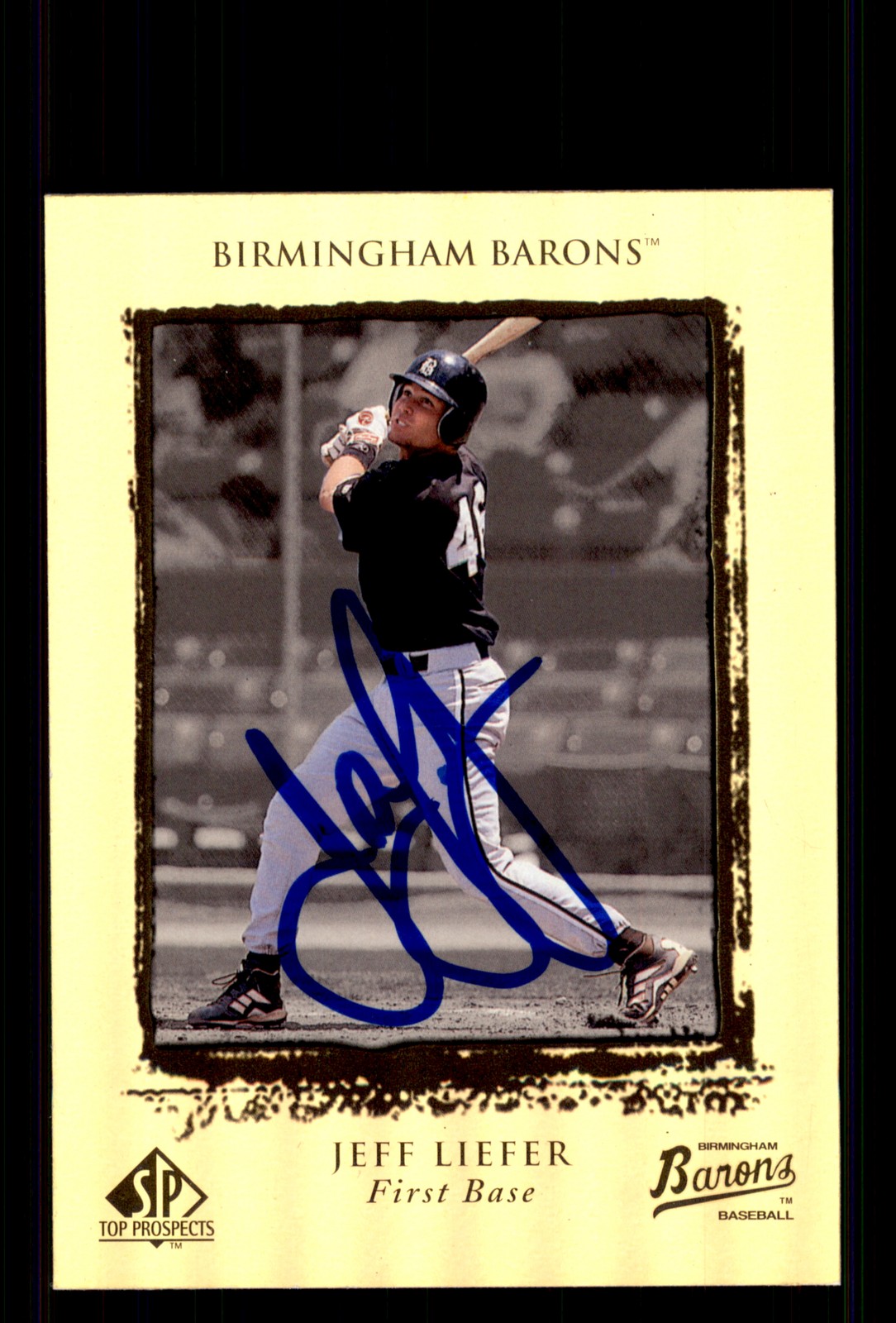 Signed Baseball Card Auto Jeff Liefer 1999 SP Top Prospects #74 Barons
