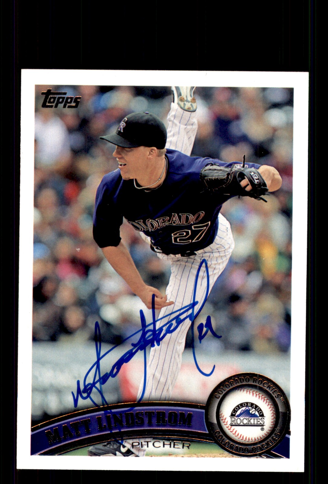 Signed Baseball Card Auto Matt Lindstrom 2011 Topps Update #US171 Rockies