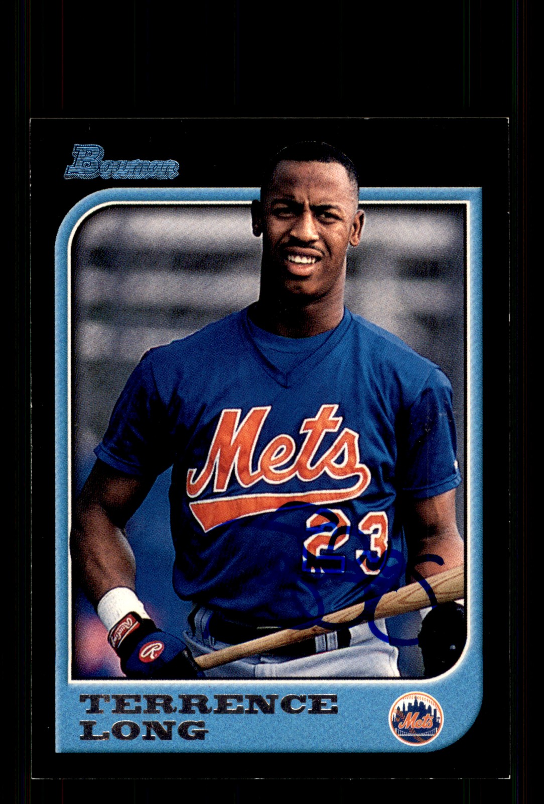 Signed Baseball Card Auto Terrence Long 1997 Bowman #187 New York Mets