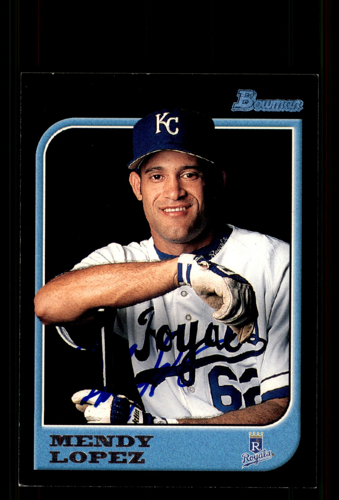 Signed Baseball Card Auto Mendy Lopez 1997 Bowman #134 Kansas City Royals
