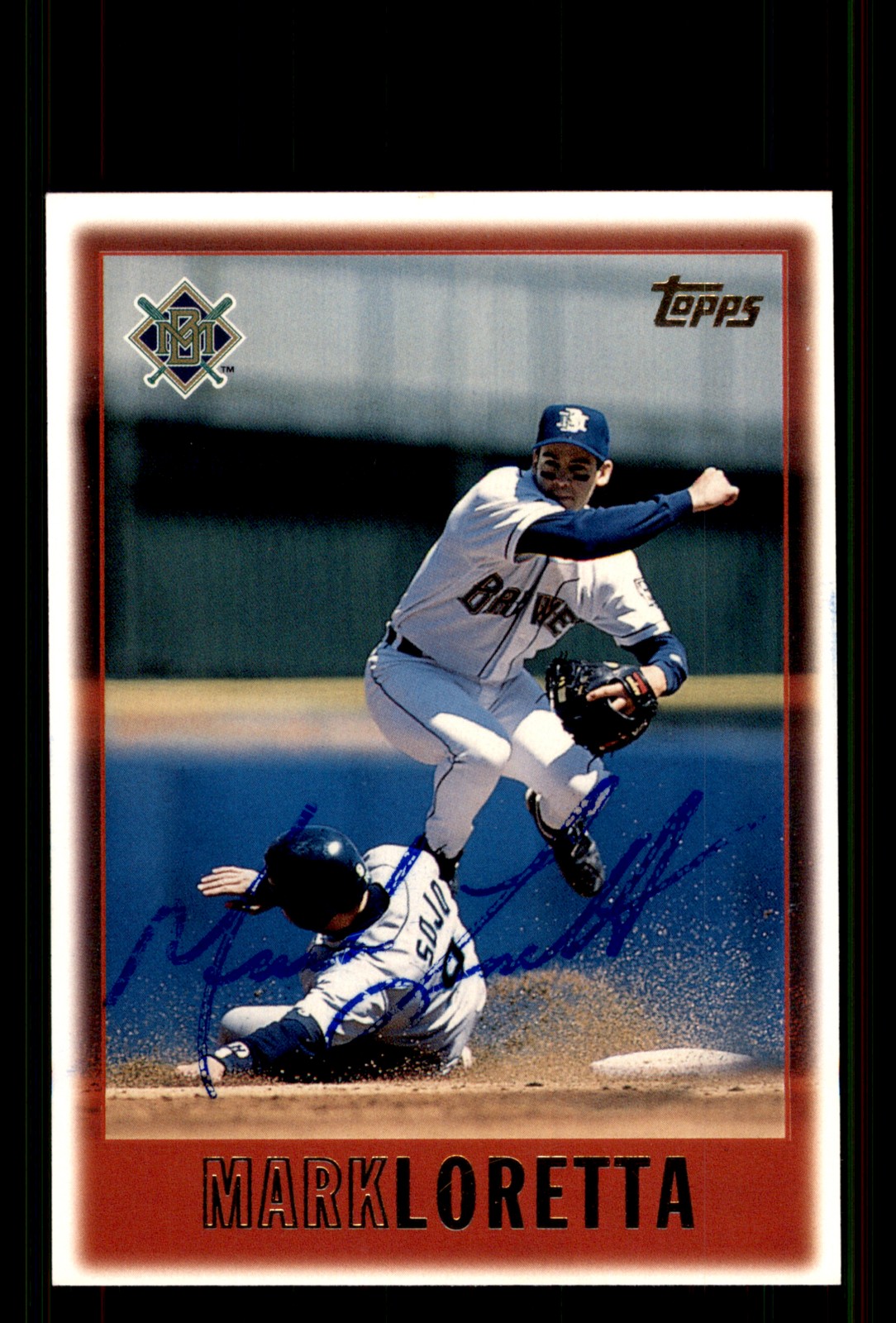 Signed Baseball Card Auto Mark Loretta 1997 Topps #112 Milwaukee Brewers