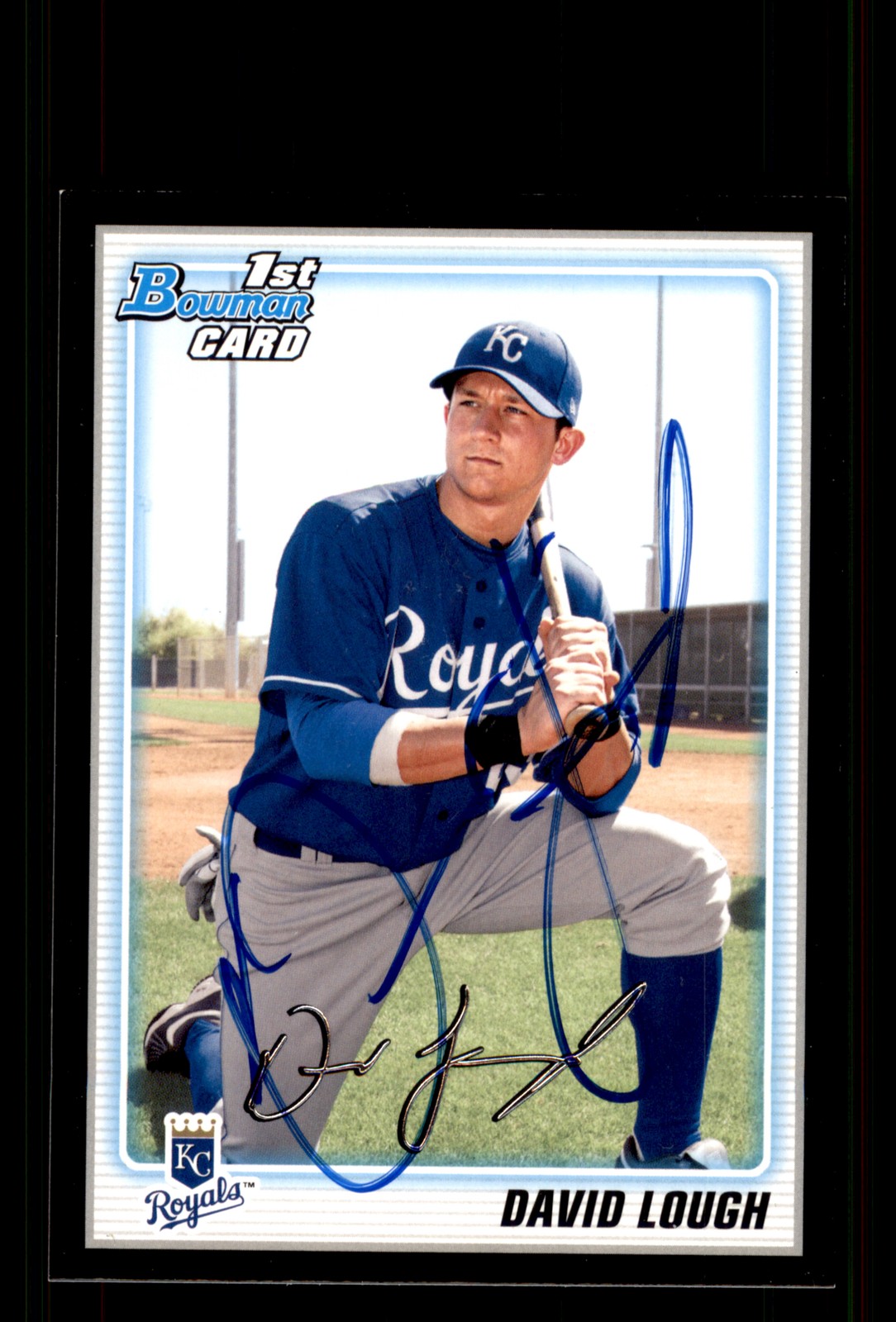 Signed Baseball Card Auto David Lough 2010 Bowman #BP107 Kansas City Royals