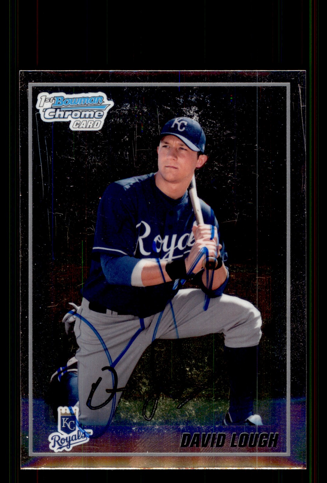 Signed Baseball Card Auto David Lough 2010 Bowman Chrome #BCP107 Royals