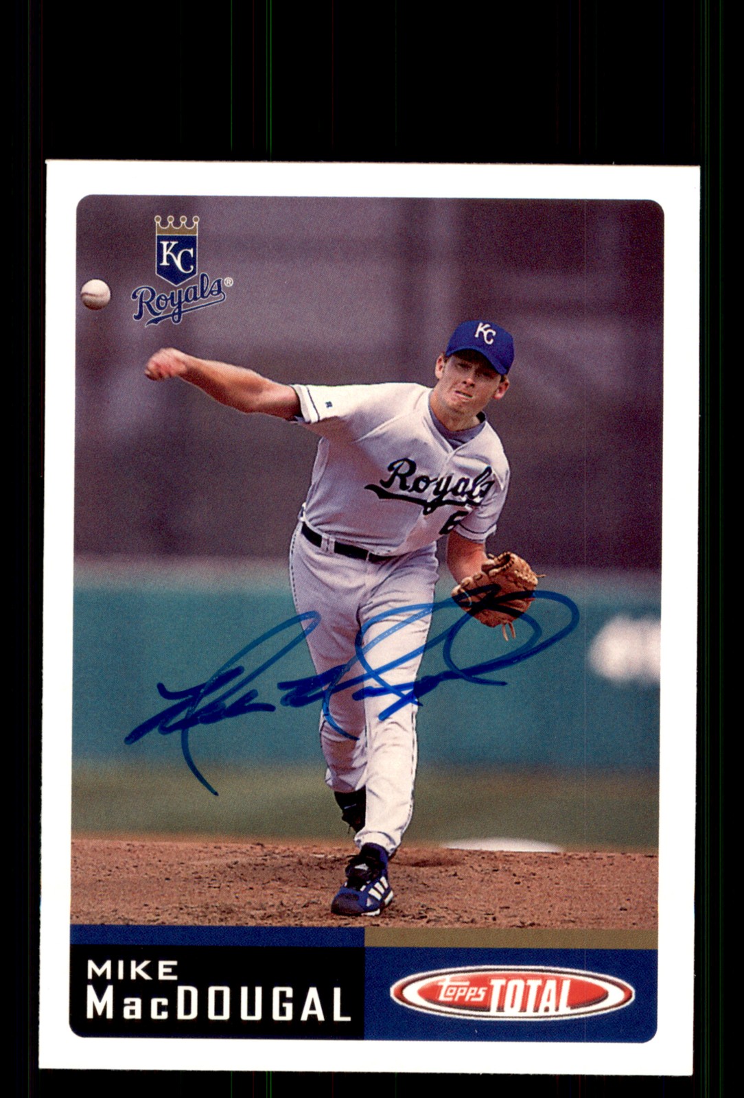Signed Baseball Card Auto Mike MacDougal 2002 Topps Total #441 Royals