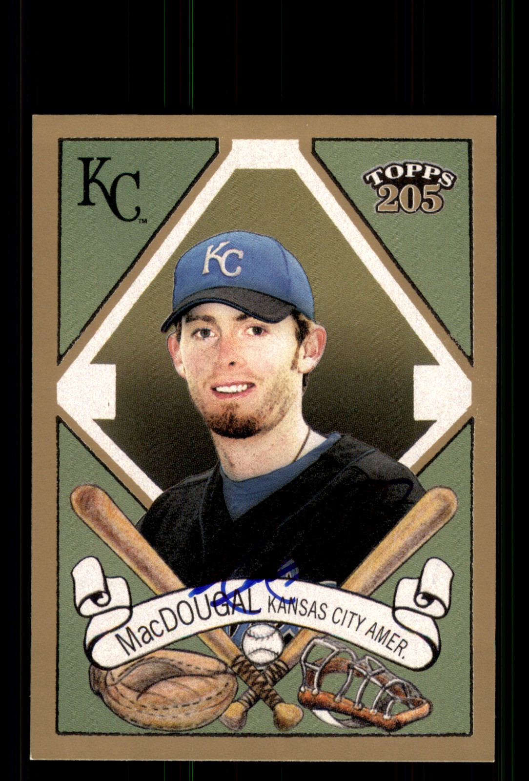 Signed Baseball Card Auto Mike MacDougal 2003 Topps 205 #309 Kansas City Royals