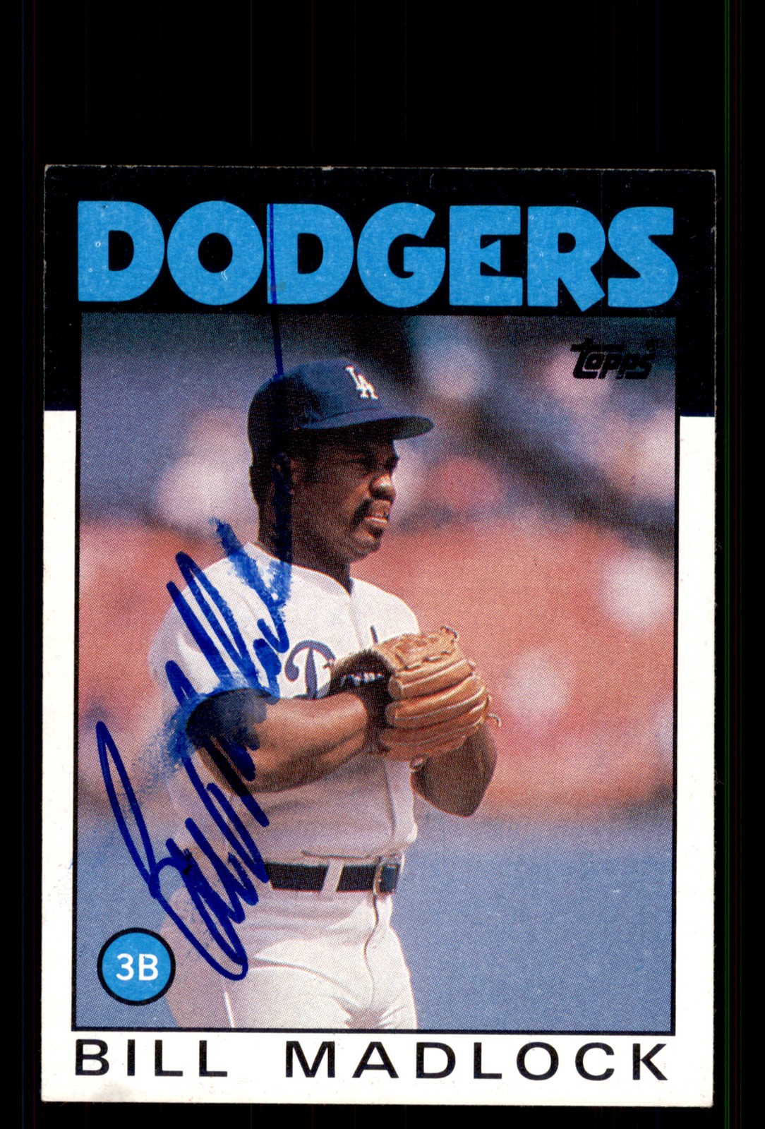 Signed Baseball Card Auto Bill Madlock 1986 Topps #470 Los Angeles Dodgers