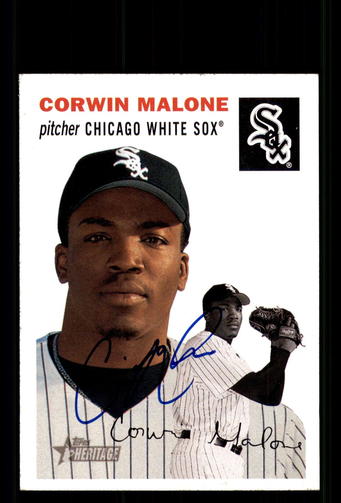Signed Baseball Card Auto Corwin Malone 2003 Topps Heritage #326 White Sox