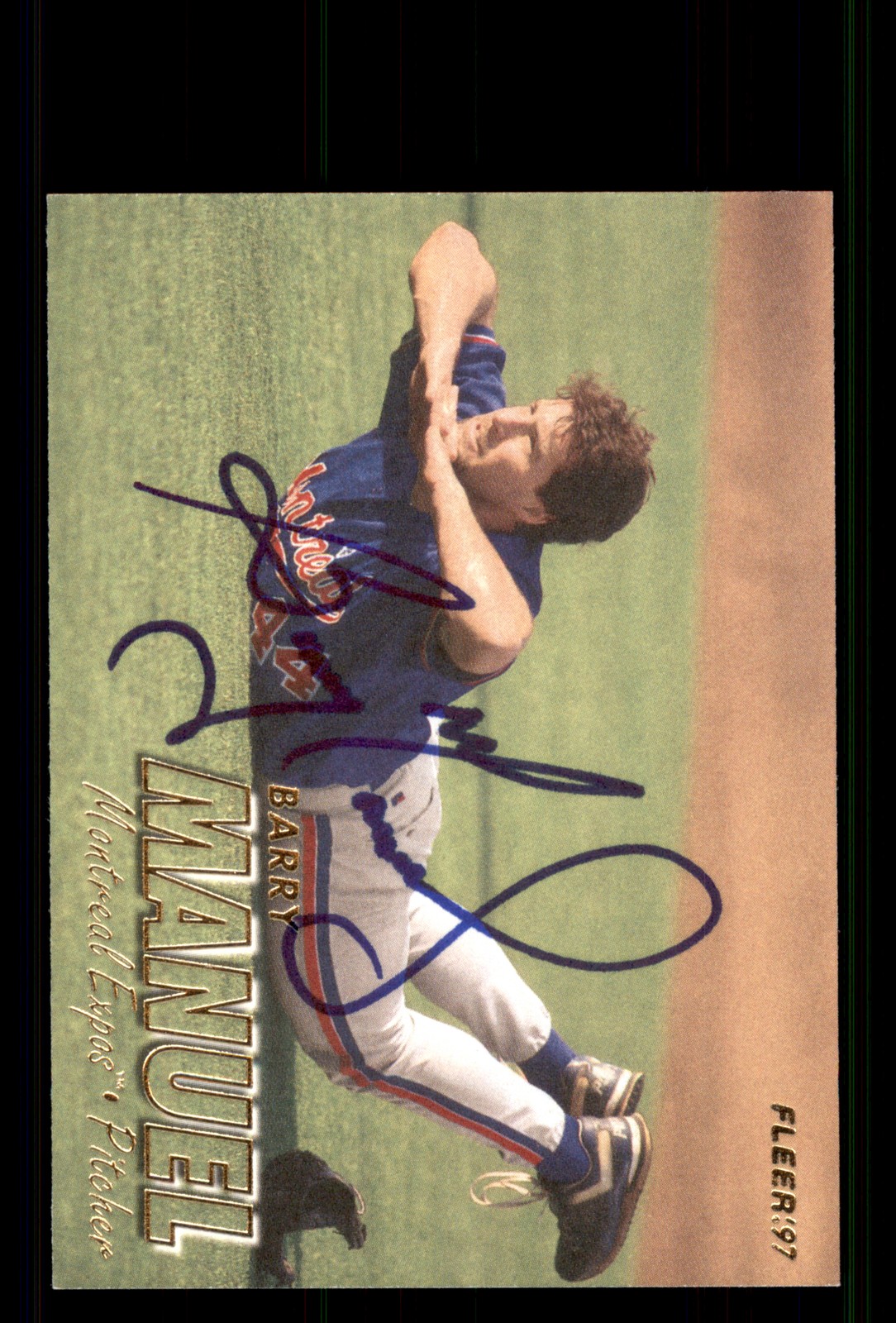 Signed Baseball Card Auto Barry Manuel 1997 Fleer #382 Montreal Expos