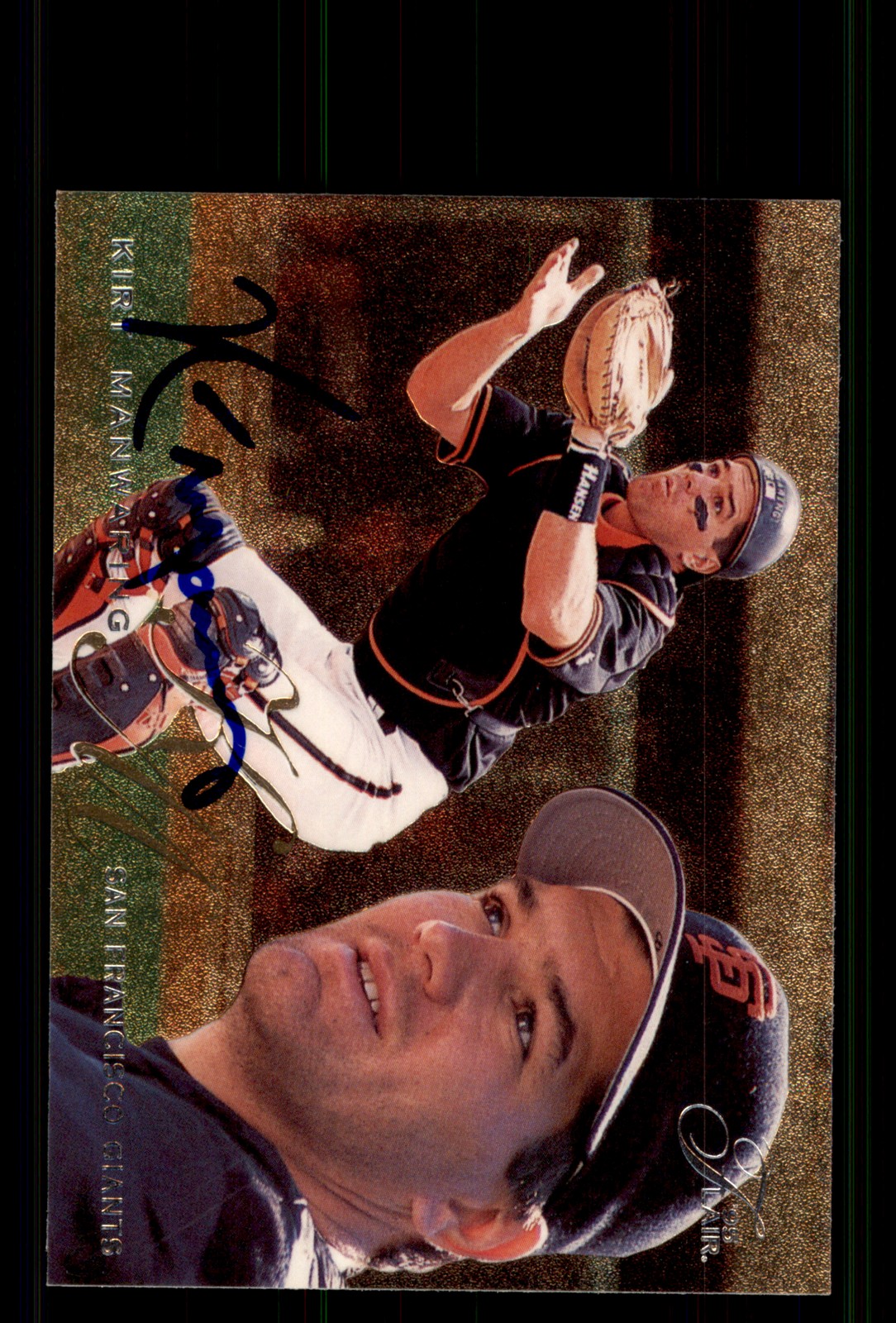 Signed Baseball Card Auto Kirt Manwaring 1995 Flair #425 San Francisco Giants