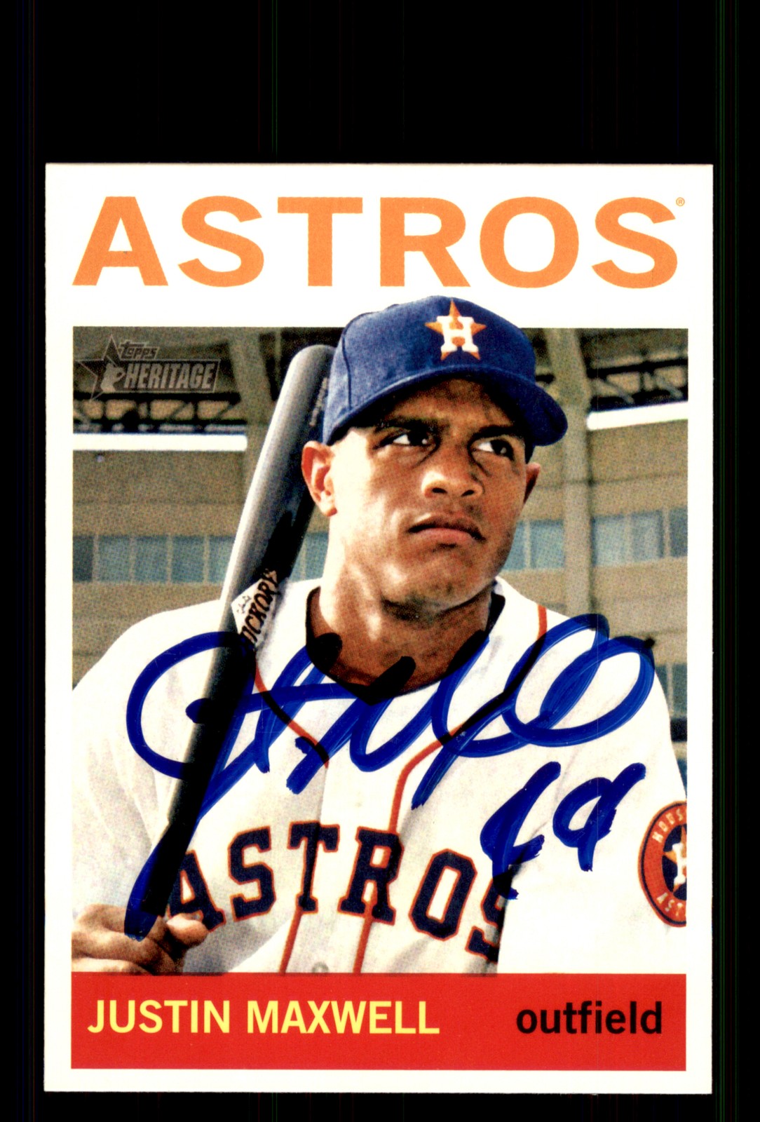 Signed Baseball Card Auto Justin Maxwell 2013 Topps Heritage #179 Houston Astros