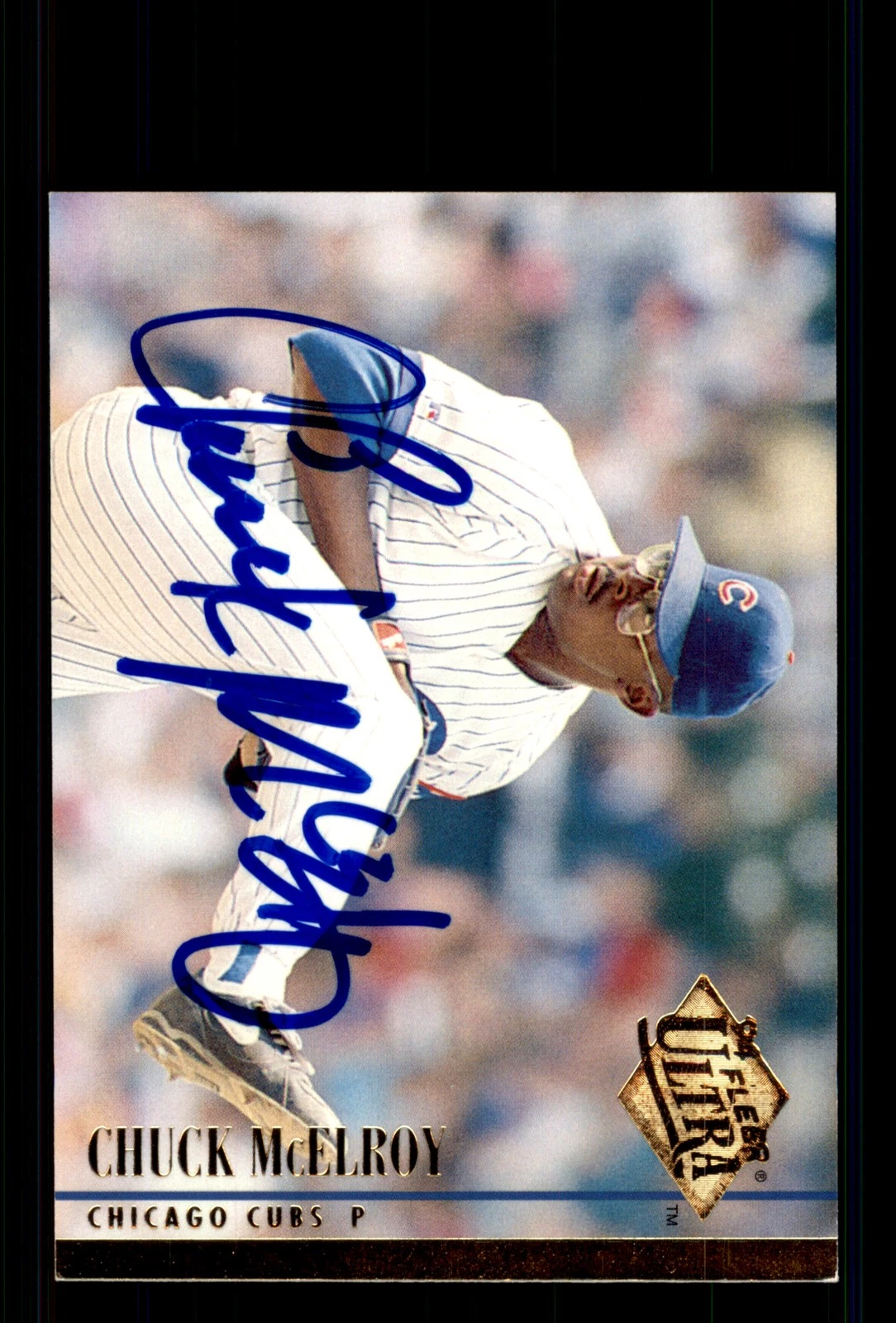 Signed Baseball Card Auto Chuck McElroy 1994 Ultra #163 Chicago Cubs
