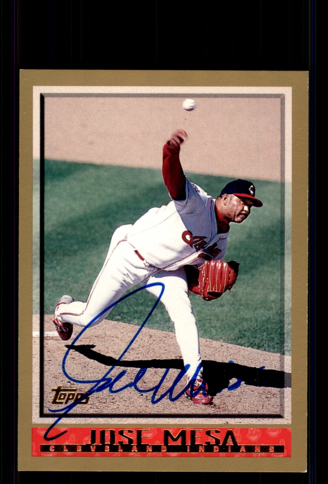 Signed Baseball Card Auto Jose Mesa 1998 Topps #216 Cleveland Indians