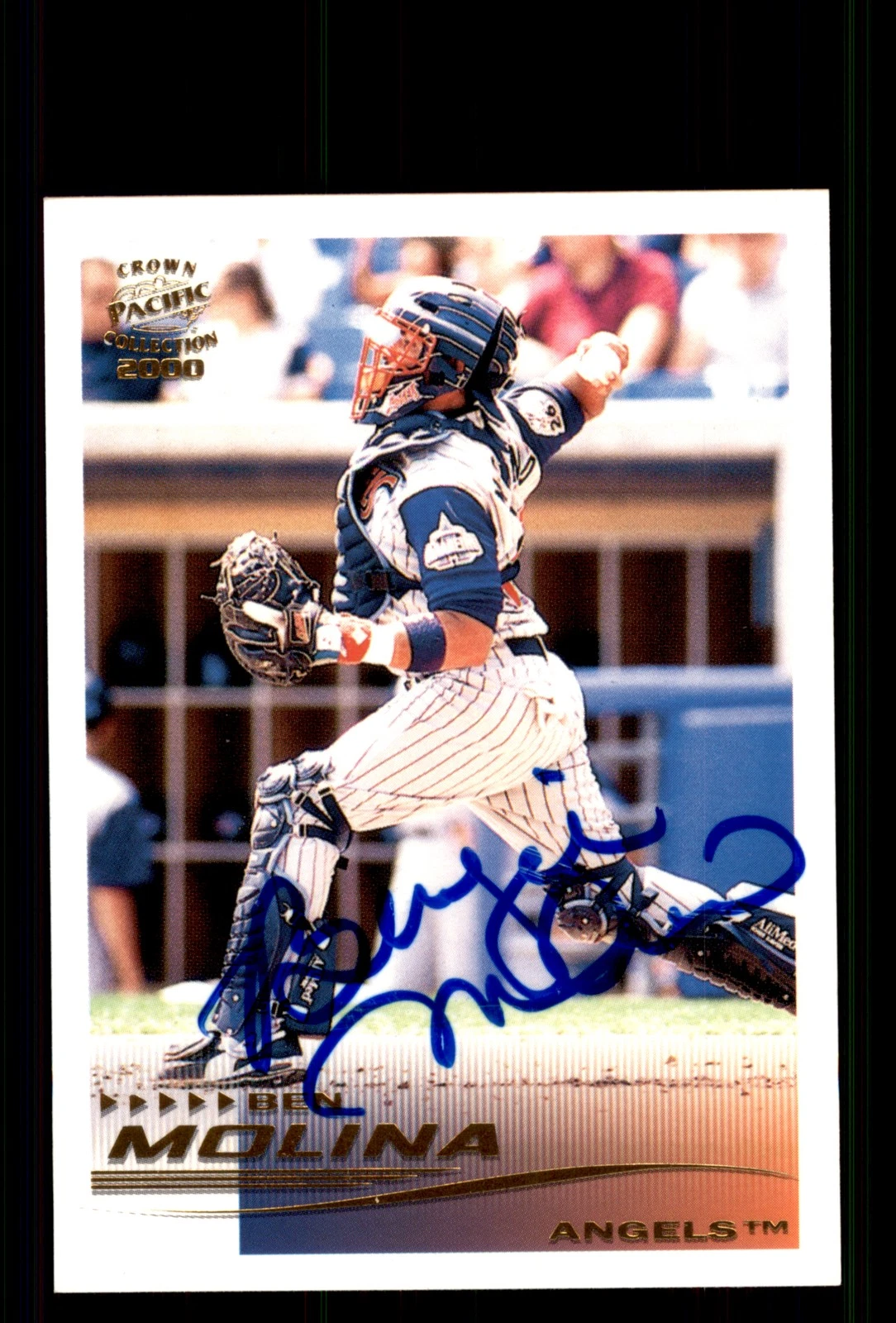 Signed Baseball Card Auto Bengie Molina 2000 Pacific Crown Collection #3 Angels