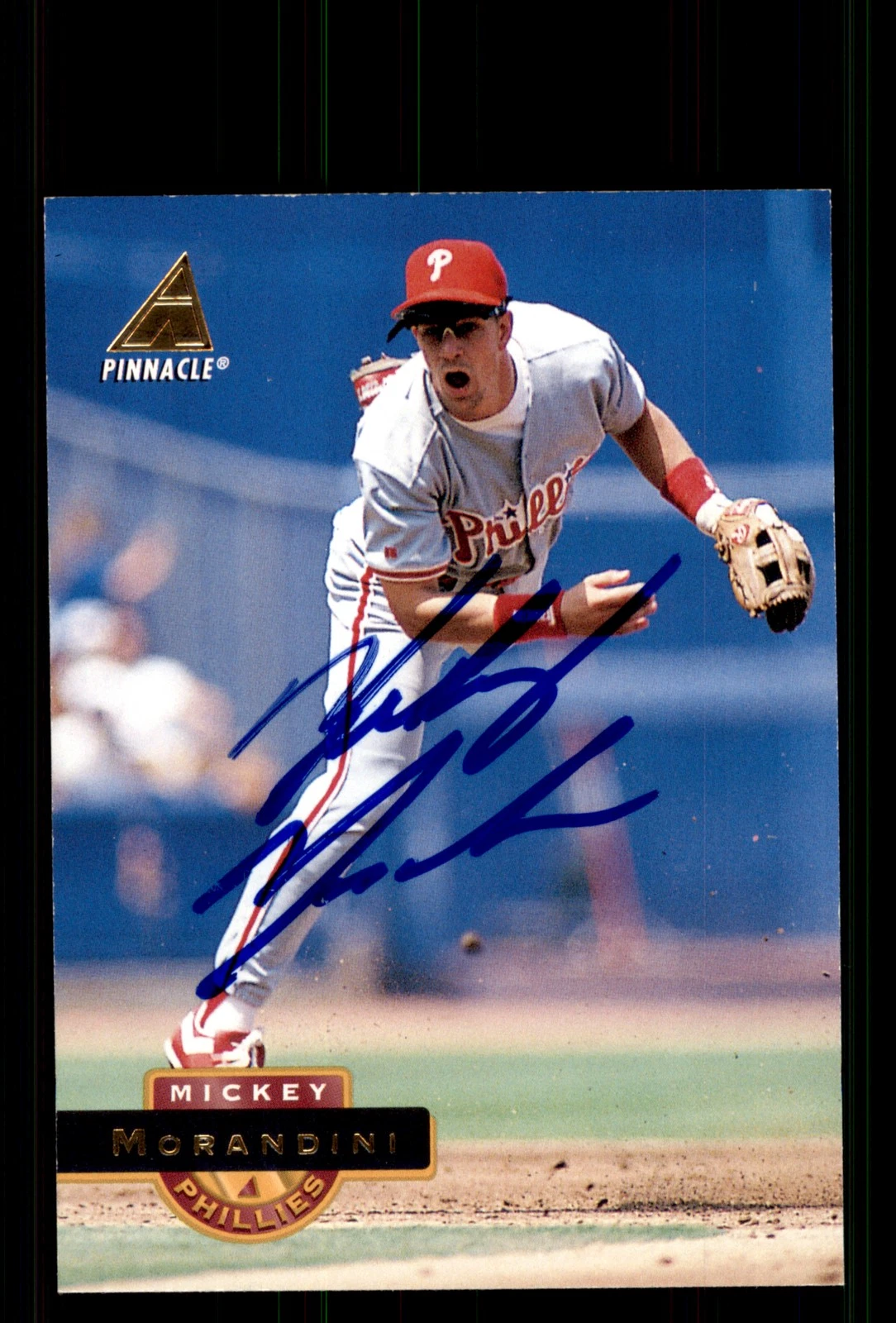 Signed Baseball Card Auto Mickey Morandini 1994 Pinnacle #159 Phillies