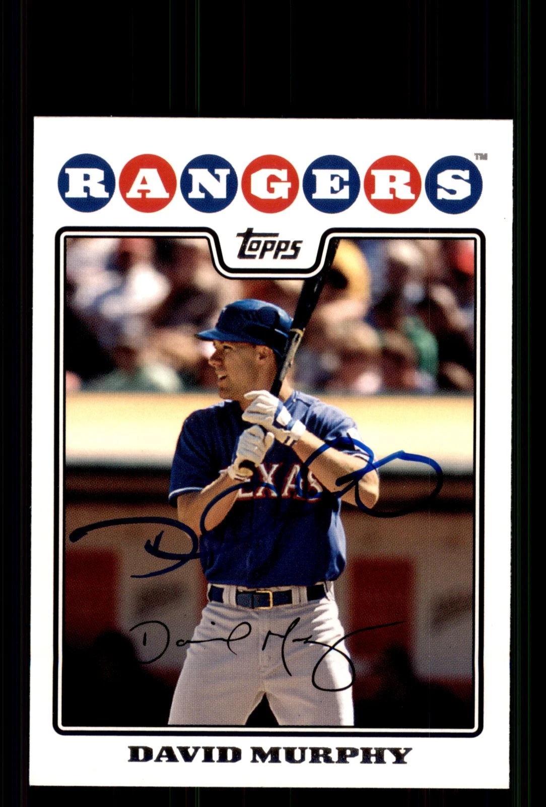 Signed Baseball Card Auto David Murphy 2008 Topps #254 Texas Rangers
