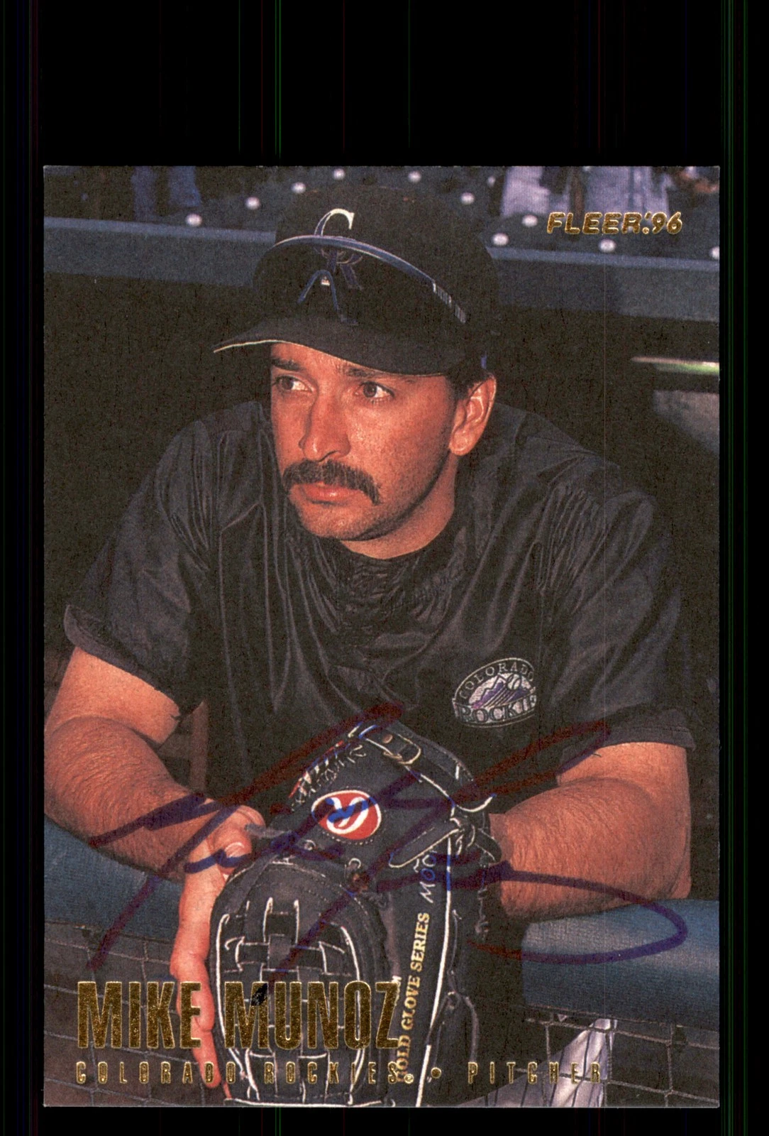 Signed Baseball Card Auto Mike Munoz 1996 Fleer #368 Colorado Rockies