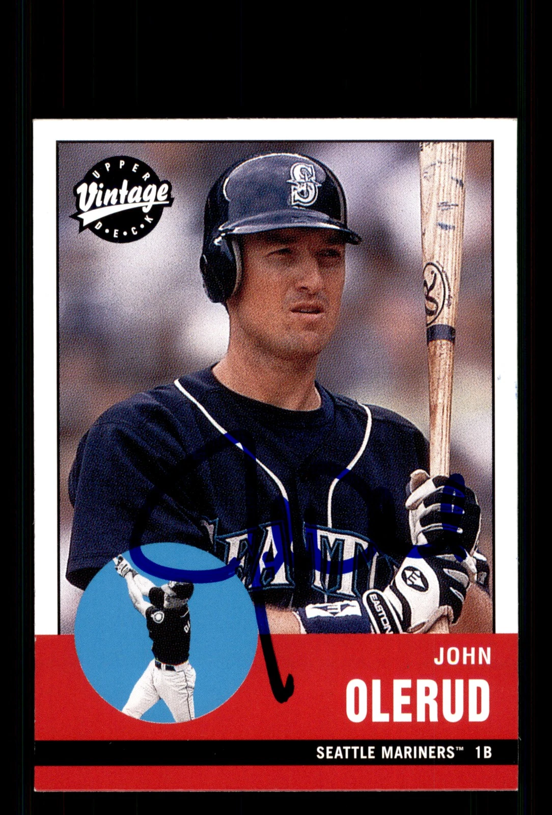 Signed Baseball Card Auto John Olerud 2001 Upper Deck Vintage #65 Mariners