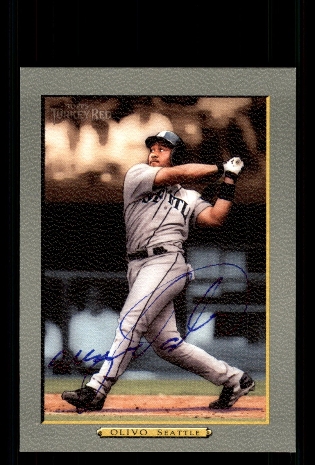 Signed Baseball Card Auto Miguel Olivo 2005 Topps Turkey Red #192 Mariners