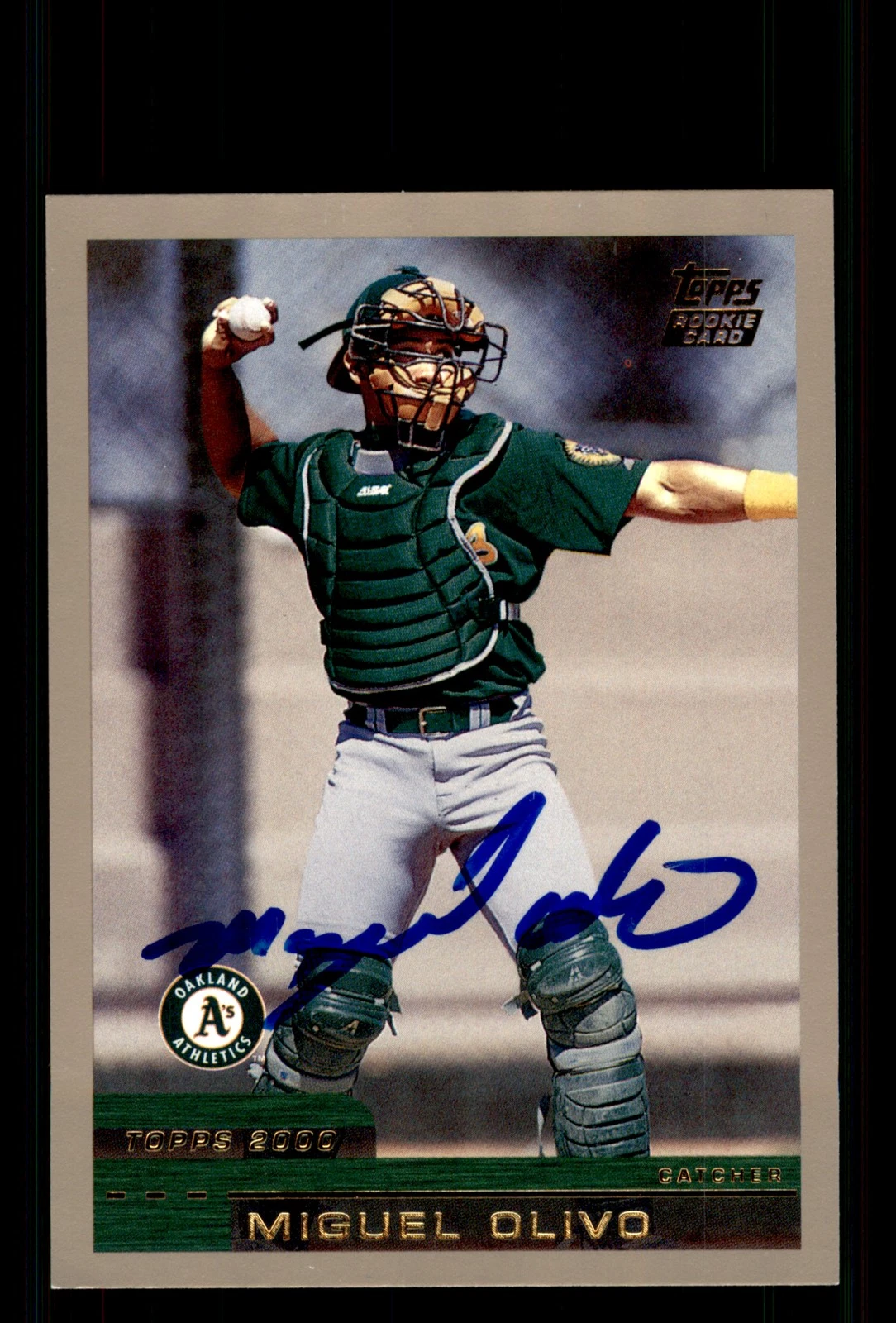 Signed Baseball Card Auto Miguel Olivo 2000 Topps Traded #T37 Athletics