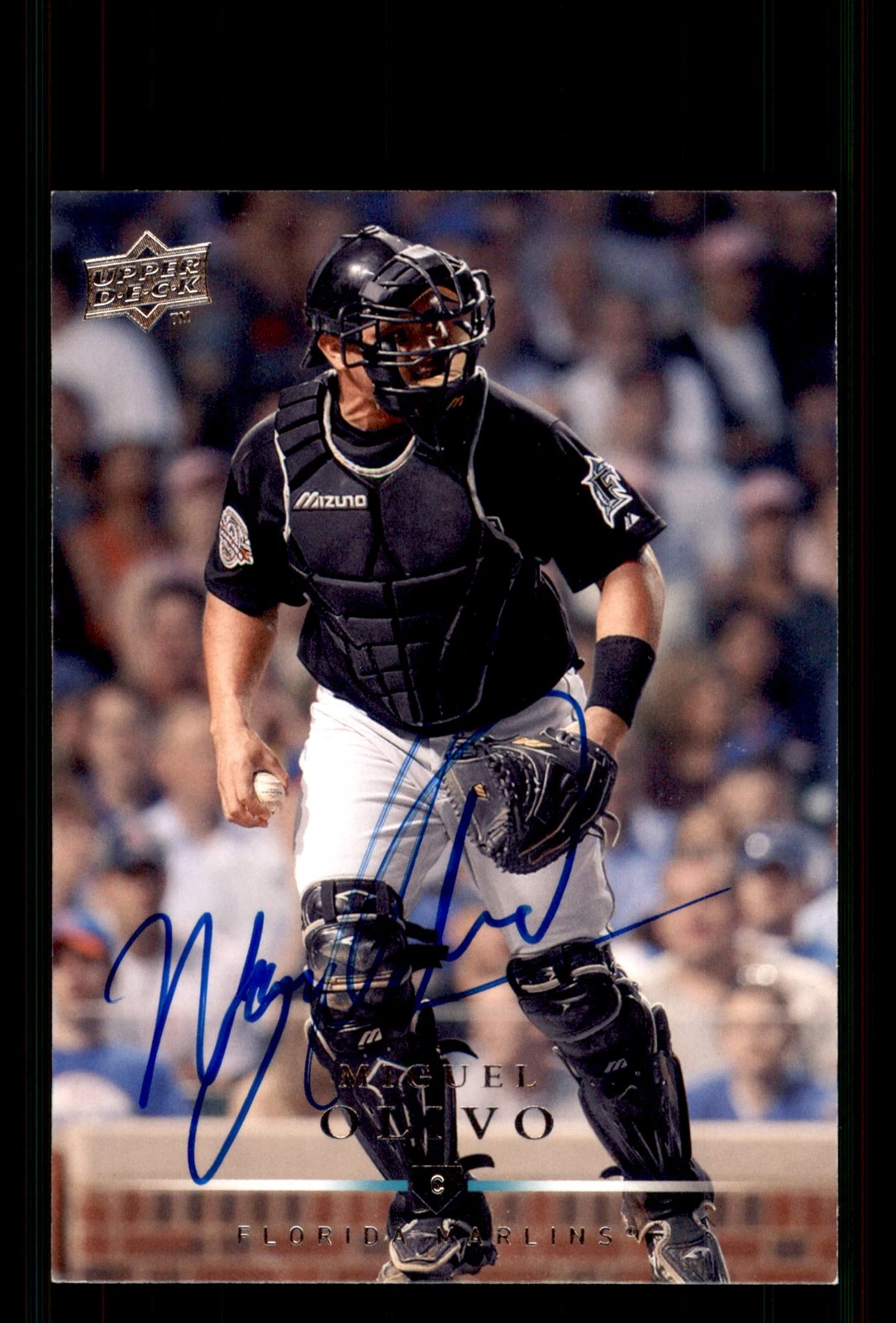 Signed Baseball Card Auto Miguel Olivo 2008 Upper Deck #146 Florida Marlins