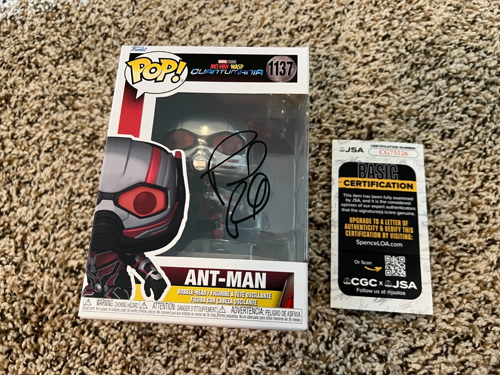 PAUL RUDD ANT MAN 1137 SIGNED FUNKO POP MOVIE ACTOR  JSA COA