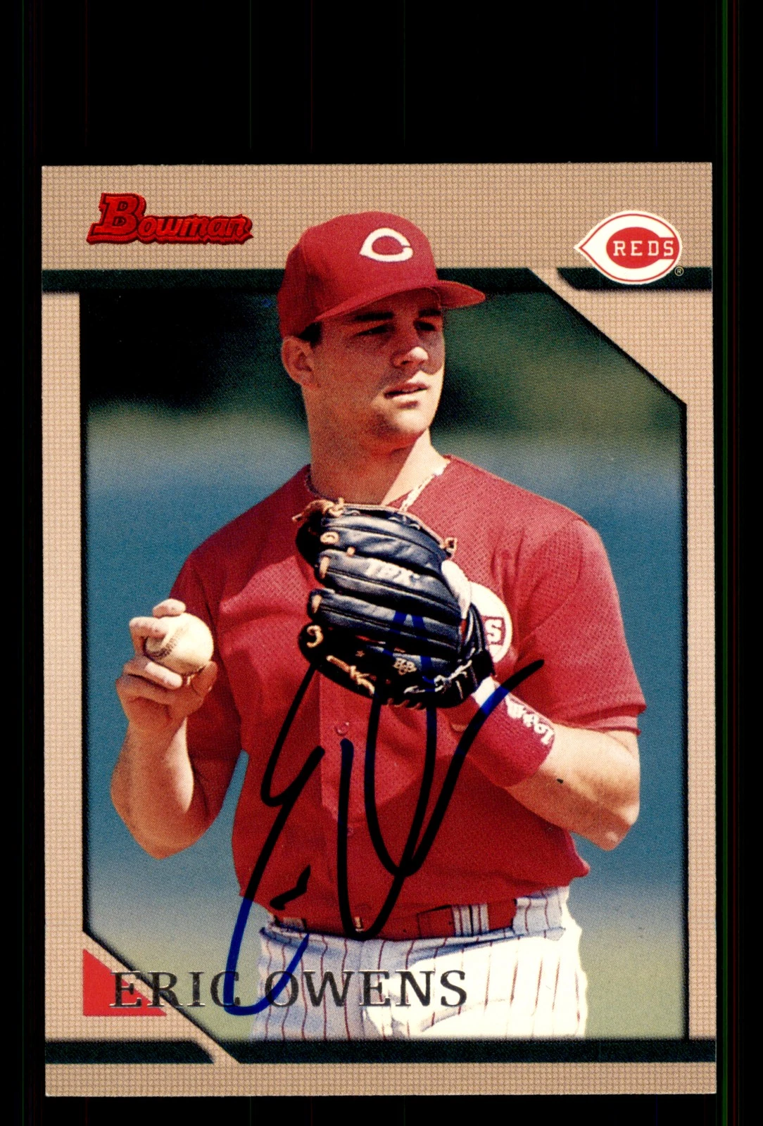 Signed Baseball Card Auto Eric Owens 1996 Bowman #373 Cincinnati Reds