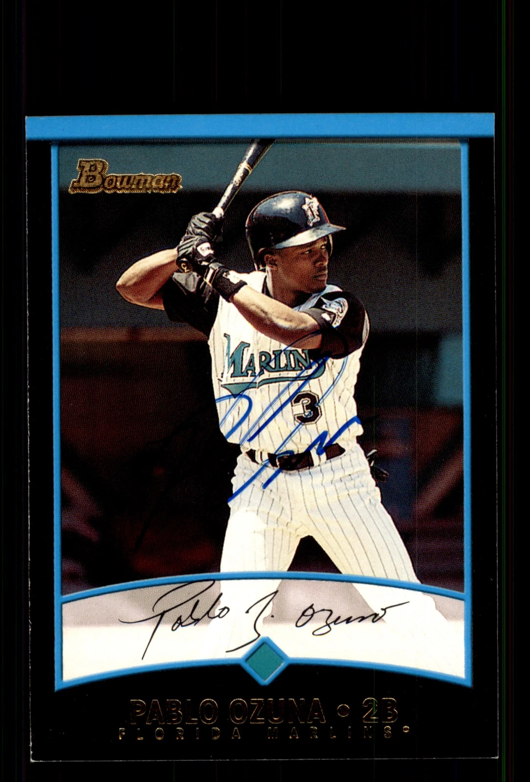 Signed Baseball Card Auto Pablo Ozuna 2001 Bowman #252 Florida Marlins